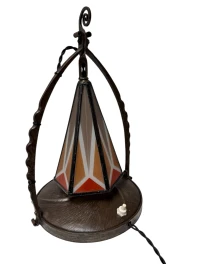 Art Deco Amsterdamse School Table Lamp by Amsterdamsche Kunstsmederij, 1920s